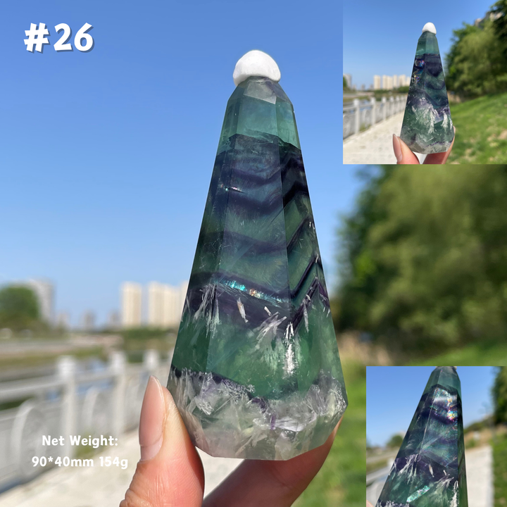 Unique,Natural Crystal Fluorite Diamond Tower