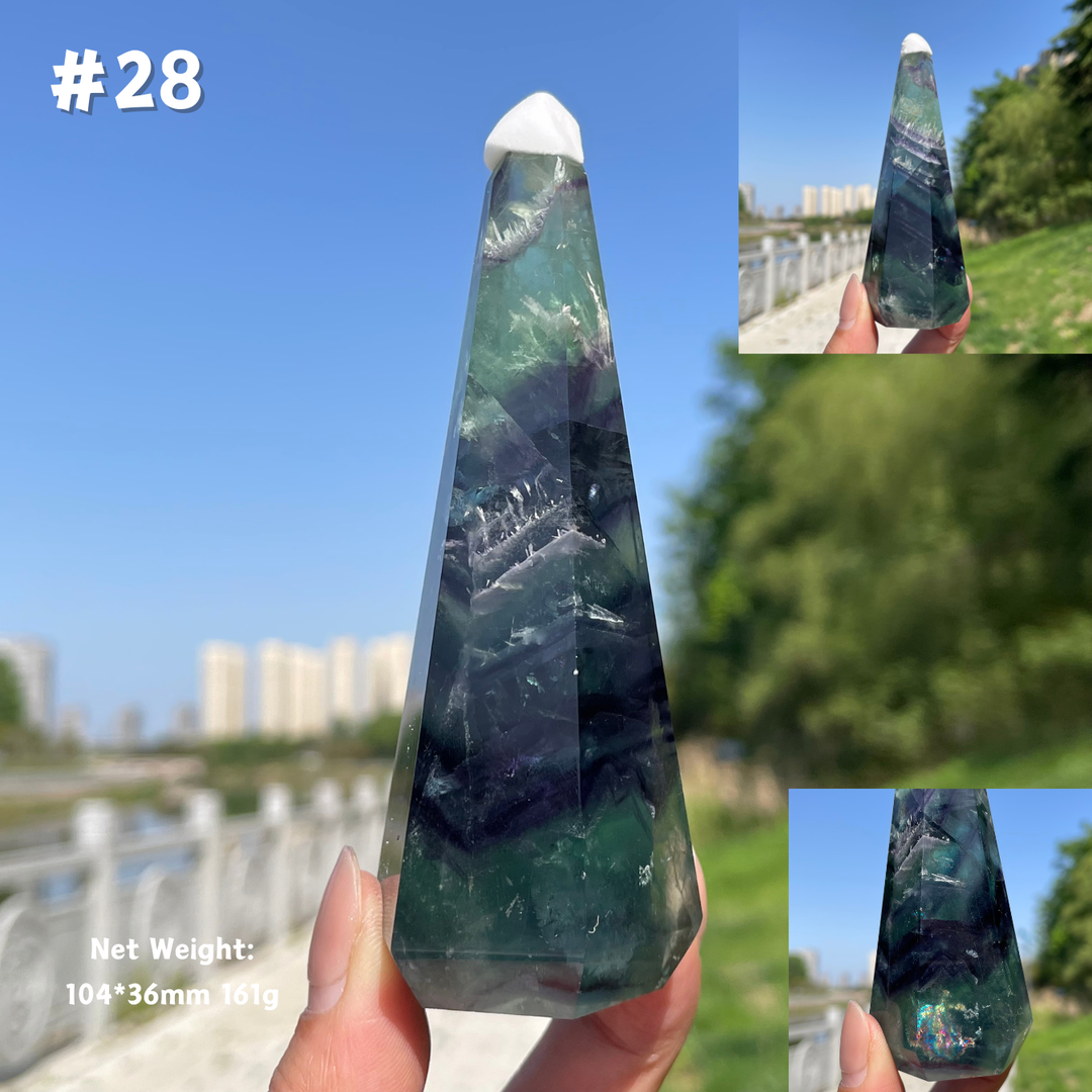Unique,Natural Crystal Fluorite Diamond Tower