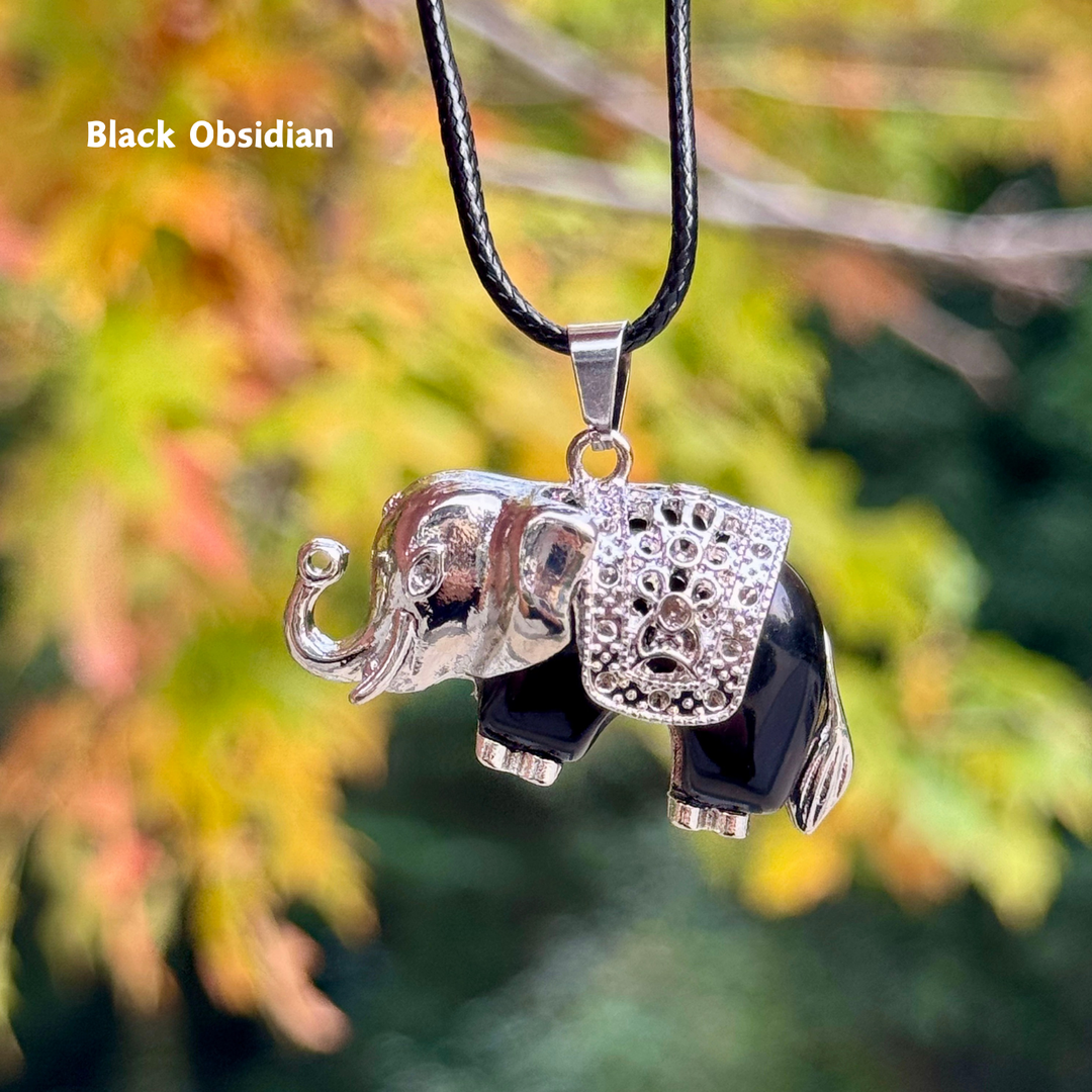 Crystal Carved Elephant Pendant