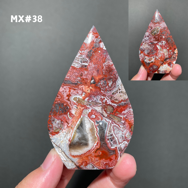 Unique, Mexican Crazy Lace Agate Teardrop