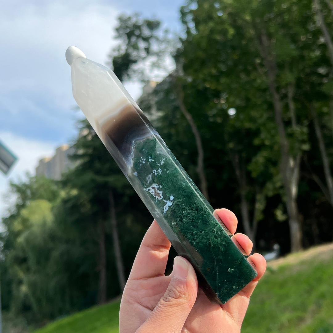 Natura Moss Agate Tower