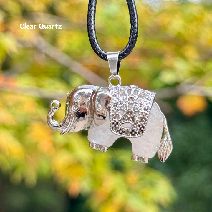 Crystal Carved Elephant Pendant