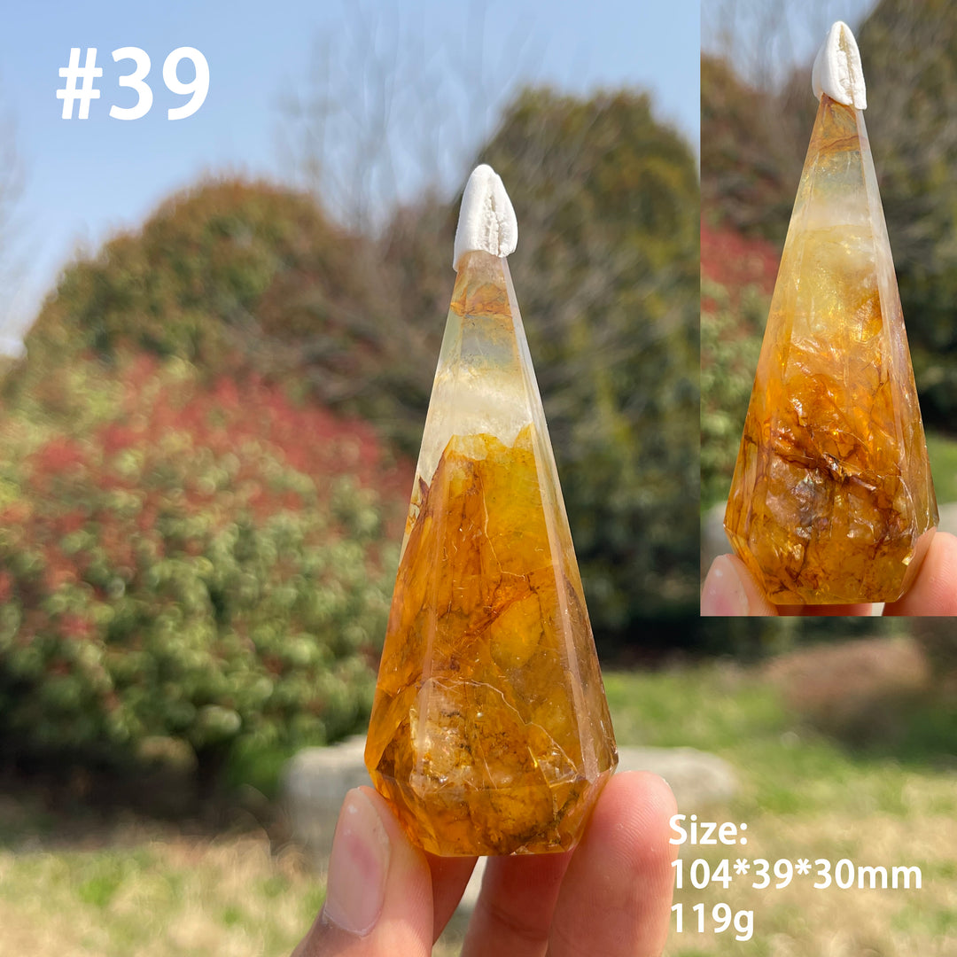 Unique,Natural Crystal Golden Healer Diamond Tower