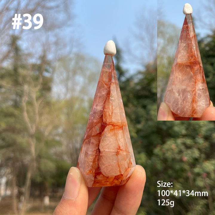 Unique,Natural Crystal Fire Quartz Diamond Tower