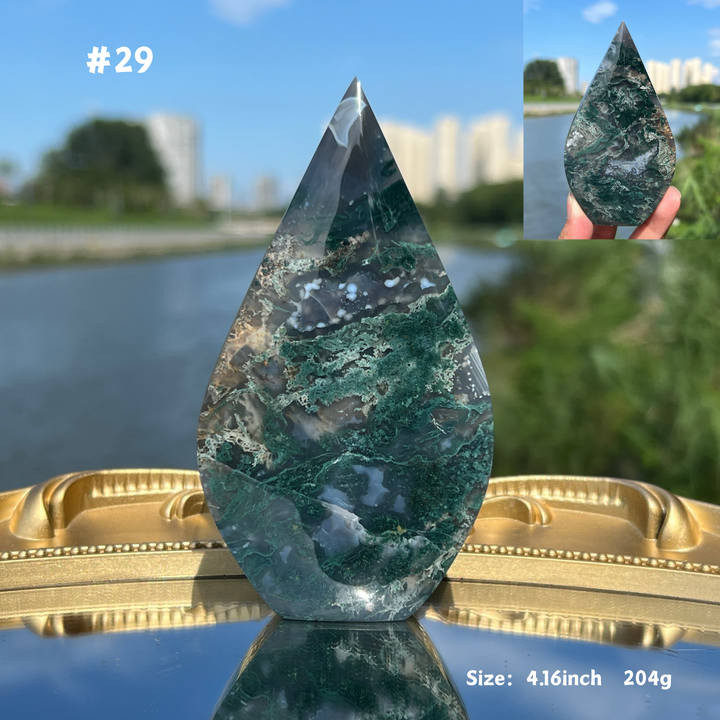 Unique,Moss Agate Teardrop