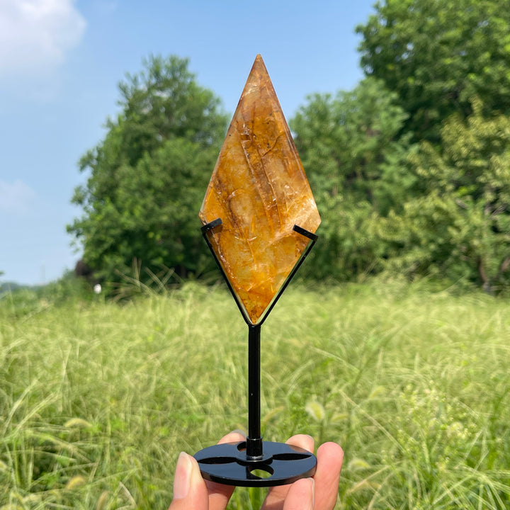 Unique,Natural Crystal Golden Healer Diamond Slice
