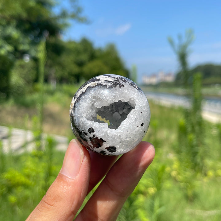 Unique,Natural Mexican Agate Geode Sphere