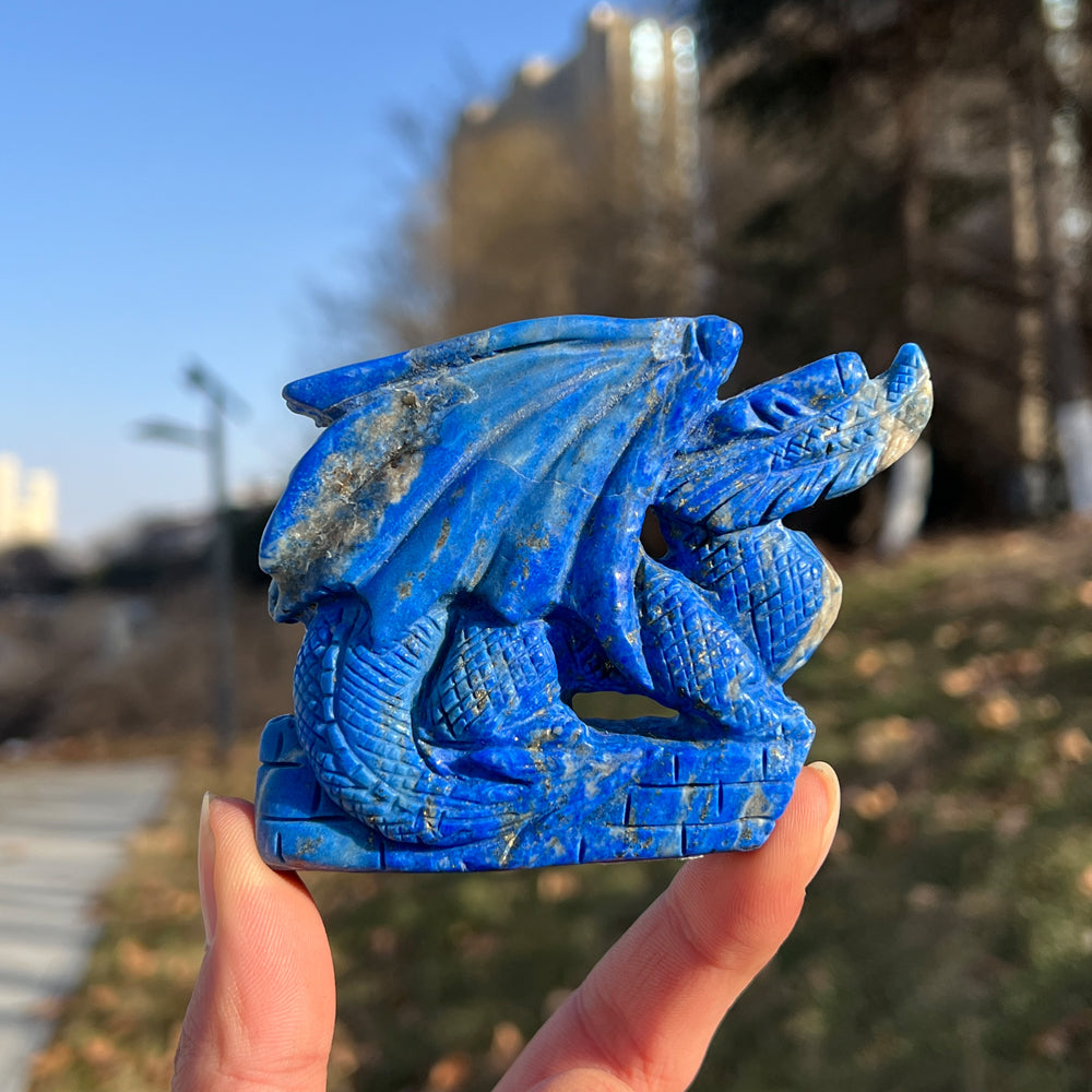 Unique,Natural Crystal Carving Lapis Lazuli Dragon