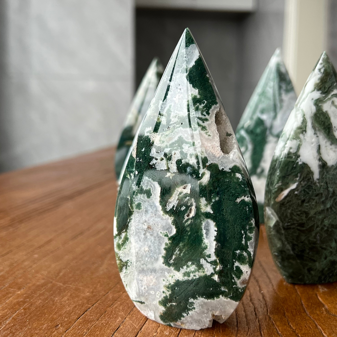 Unique,Moss Agate Teardrop