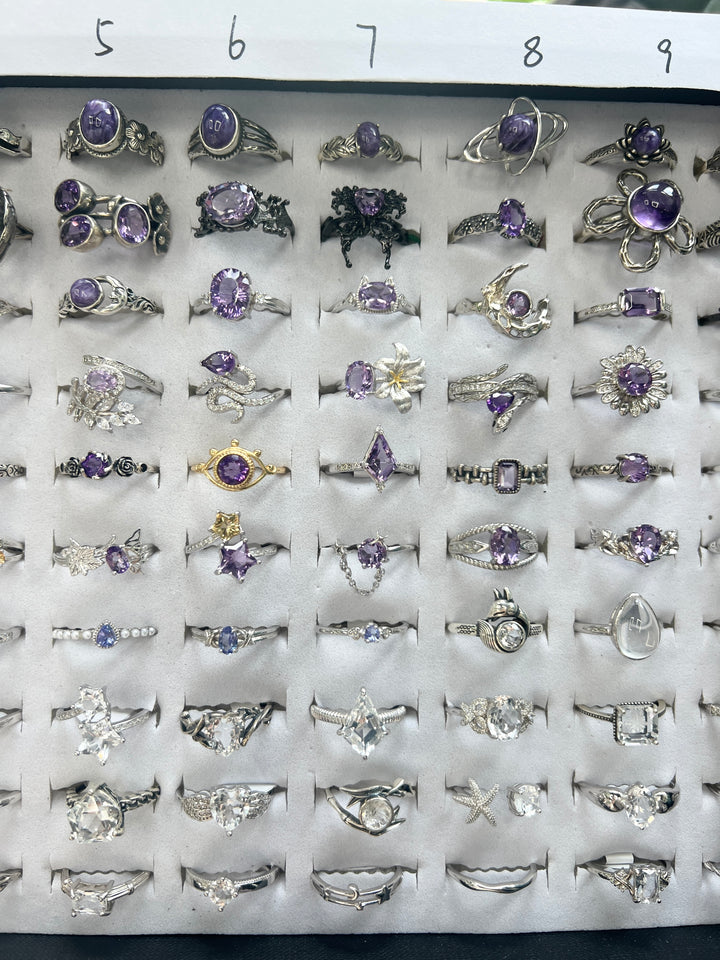 Unique,Crystal Rings-3,S925