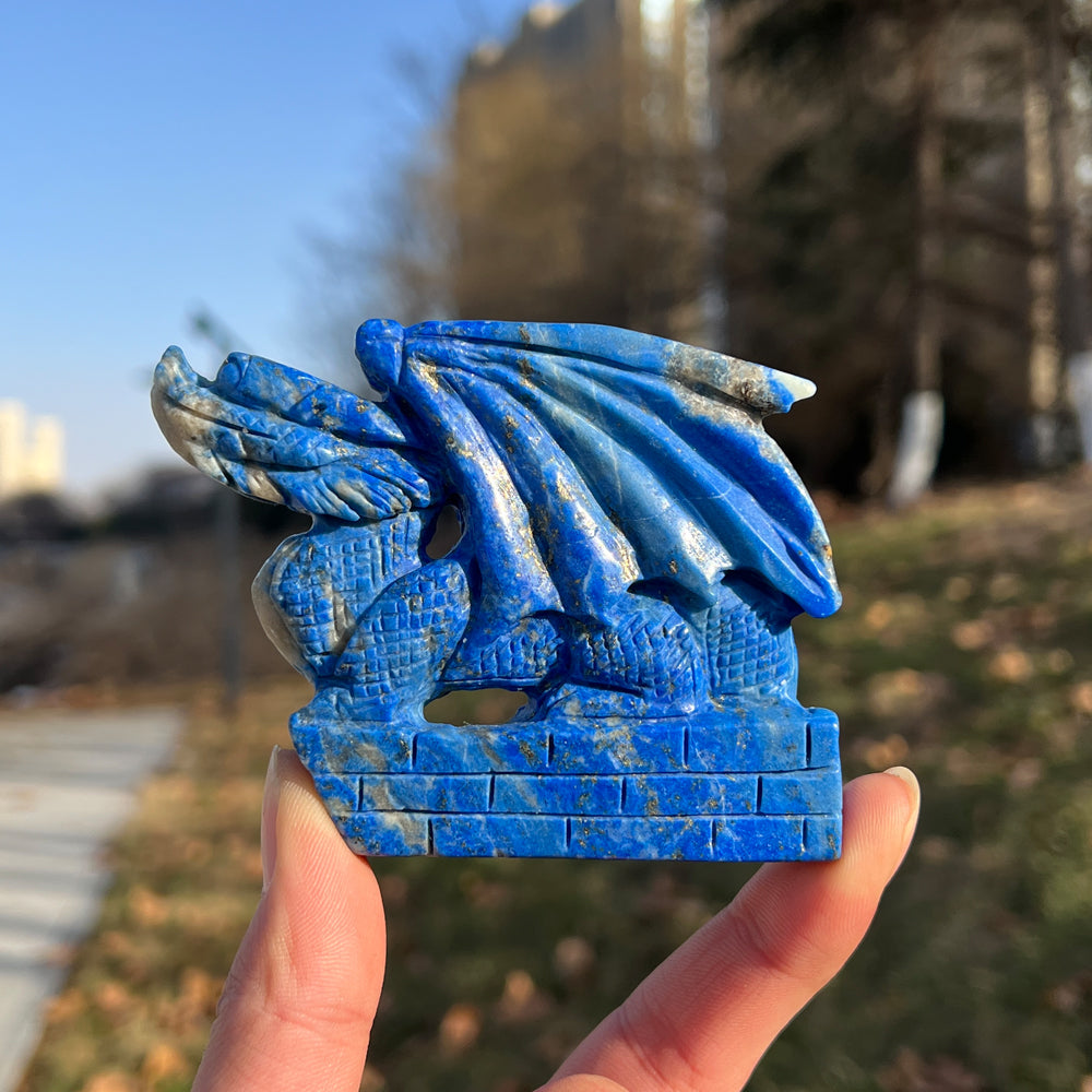 Unique,Natural Crystal Carving Lapis Lazuli Dragon