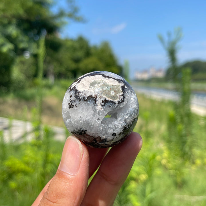 Unique,Natural Mexican Agate Geode Sphere