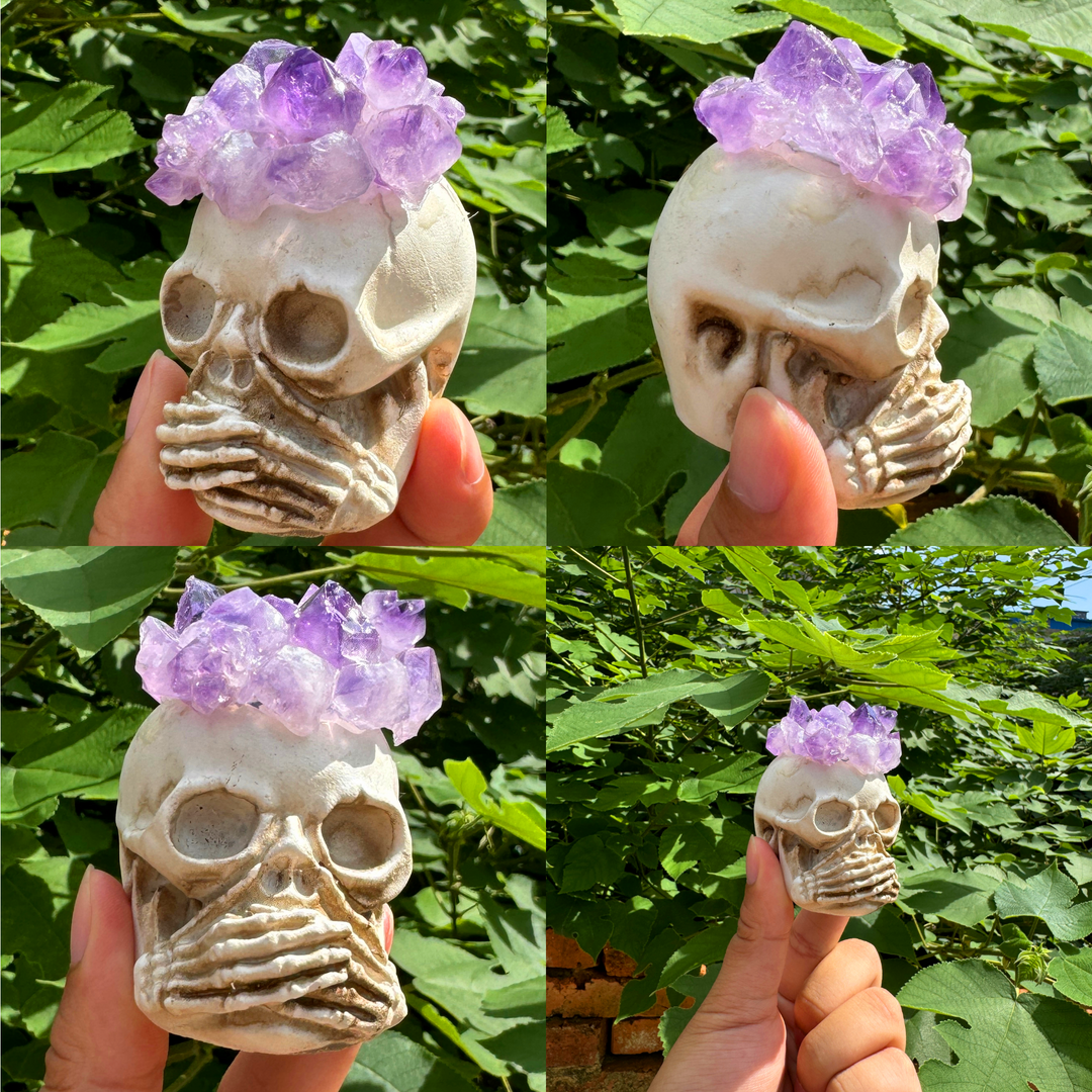 Amethyst Resin Skull