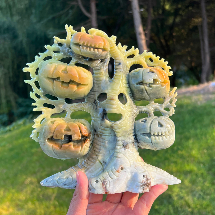 Unique Serpentine Pumpkin Tree Carving