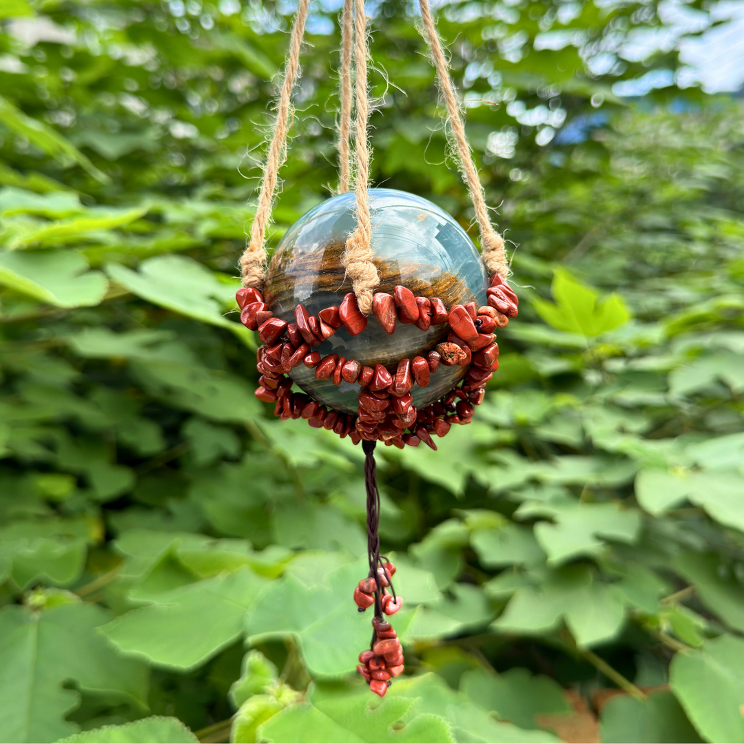 Crystal Chips Hanging Sphere Holder