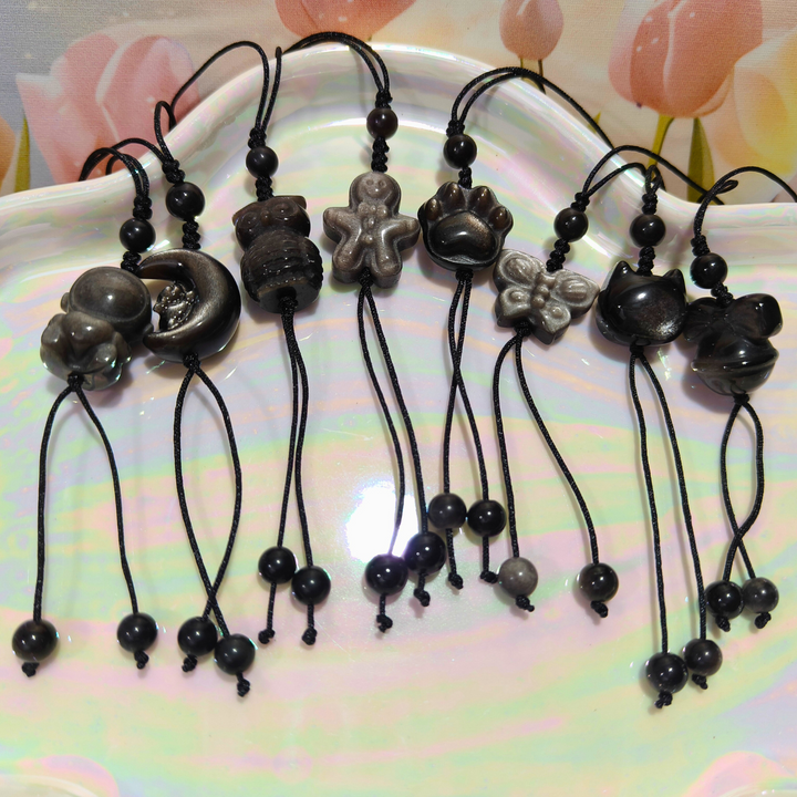 Silver Obsidian Cell phone Ornaments
