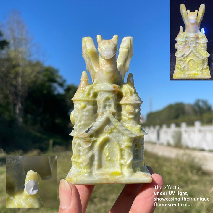 A Slightly Imperfect Natural Crystal Carving Dragon Castle
