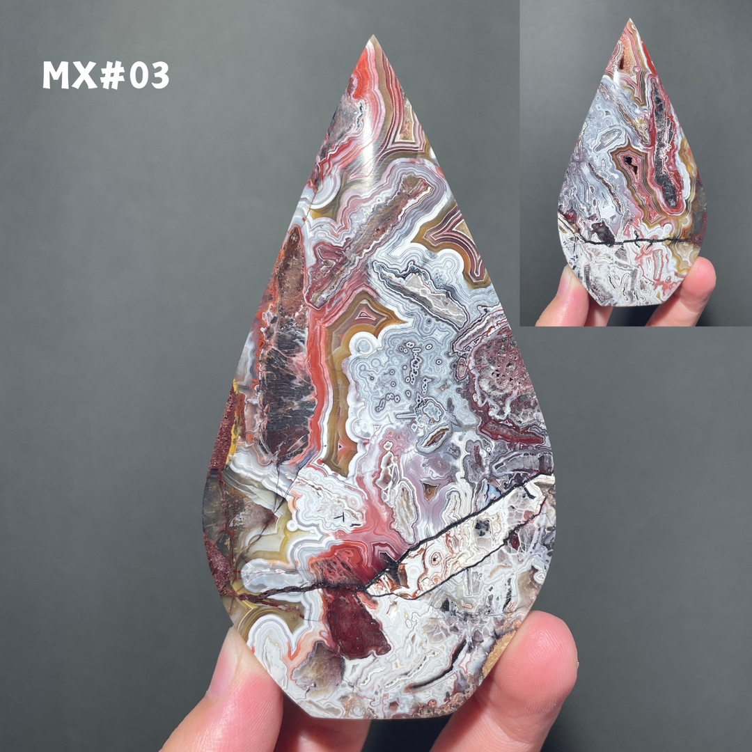 Unique, Mexican Crazy Lace Agate Teardrop