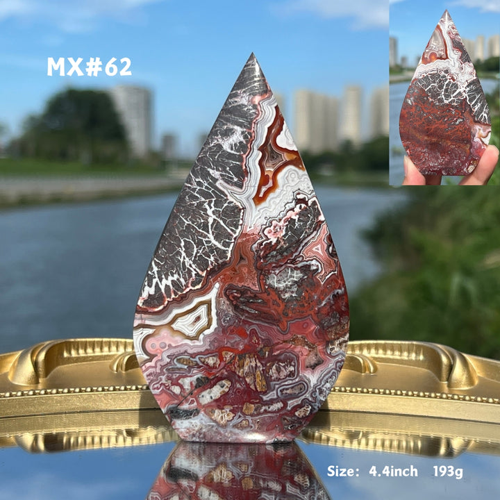 Unique, Mexican Crazy Lace Agate Teardrop