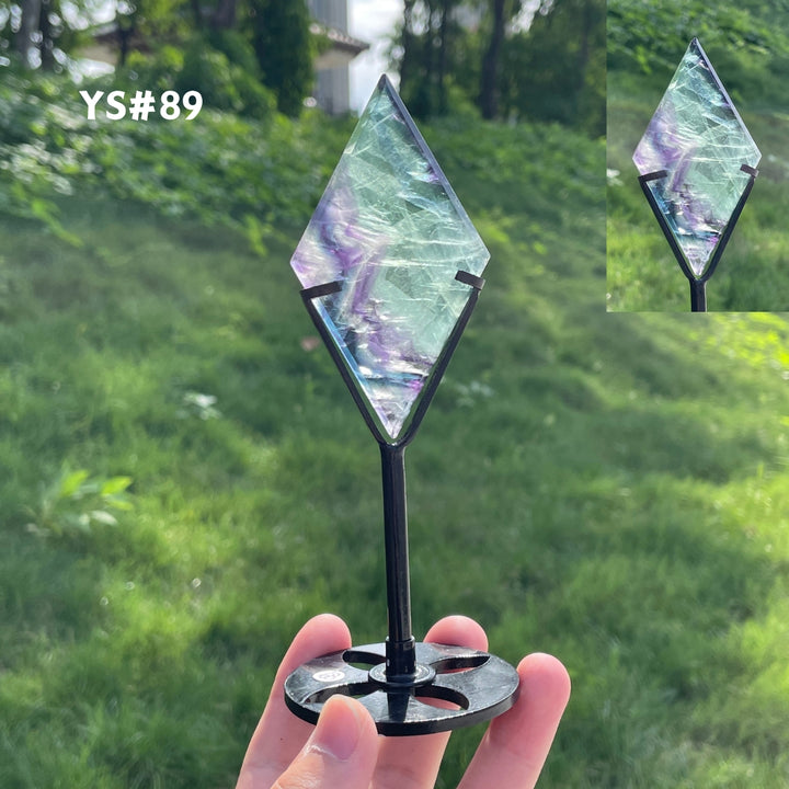 Unique,Rainbow Fluorite Diamond Slice
