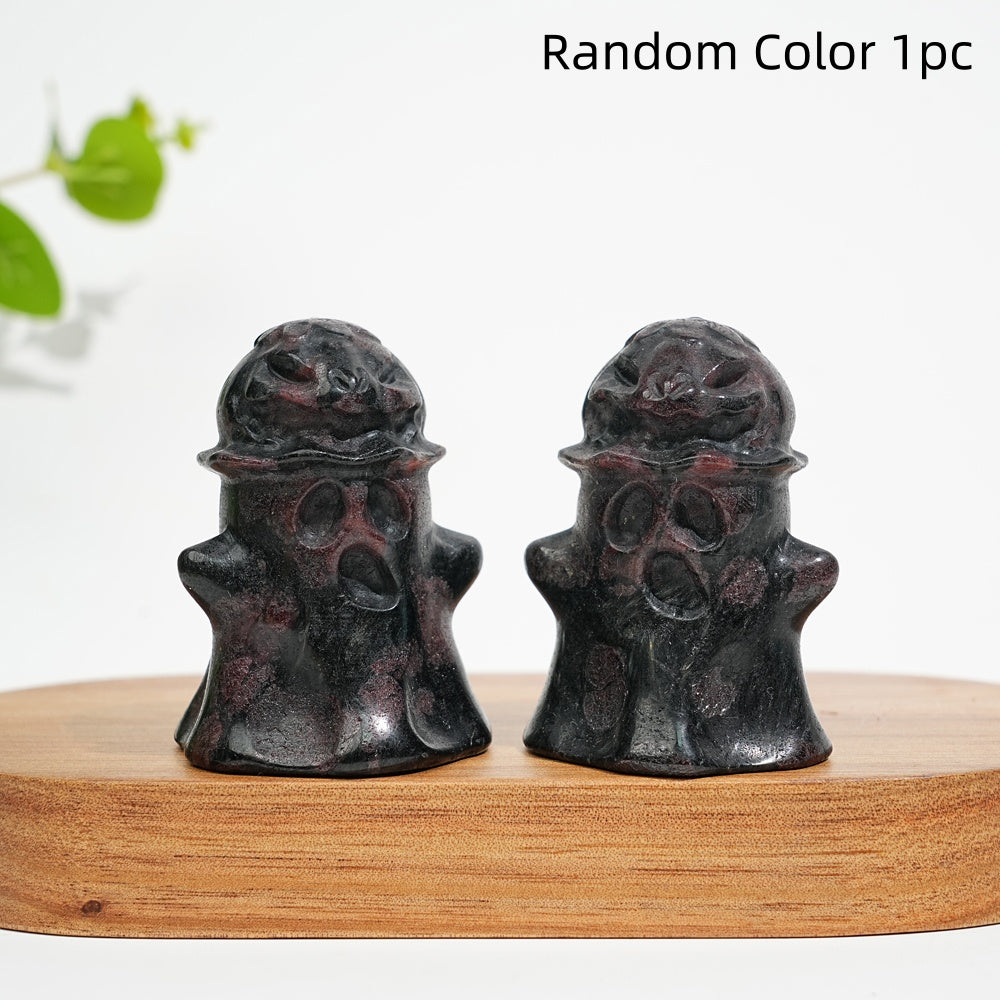 Natural Crystal Cute Pumpkin Ghost Carving