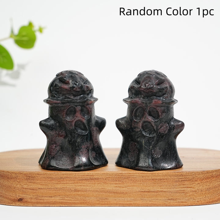 Natural Crystal Cute Pumpkin Ghost Carving
