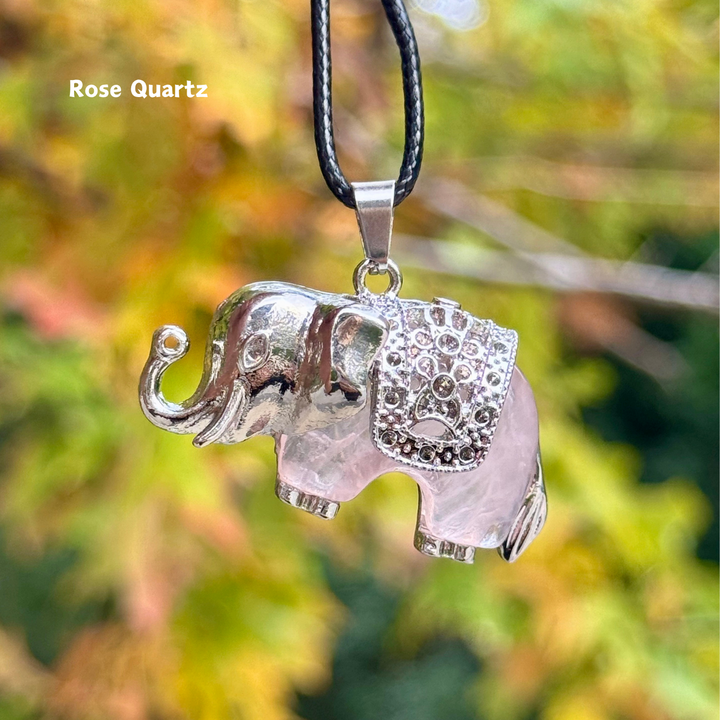 Crystal Carved Elephant Pendant