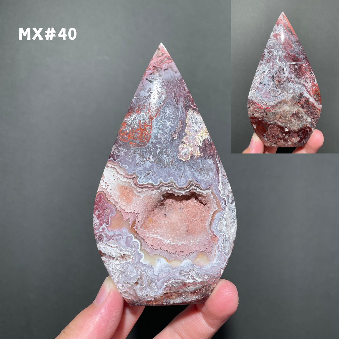 Unique, Mexican Crazy Lace Agate Teardrop