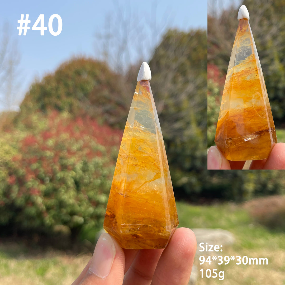 Unique,Natural Crystal Golden Healer Diamond Tower
