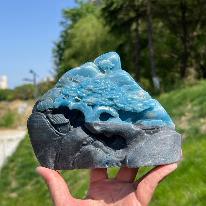 Unique,Natural Trolleite Landscape Carving