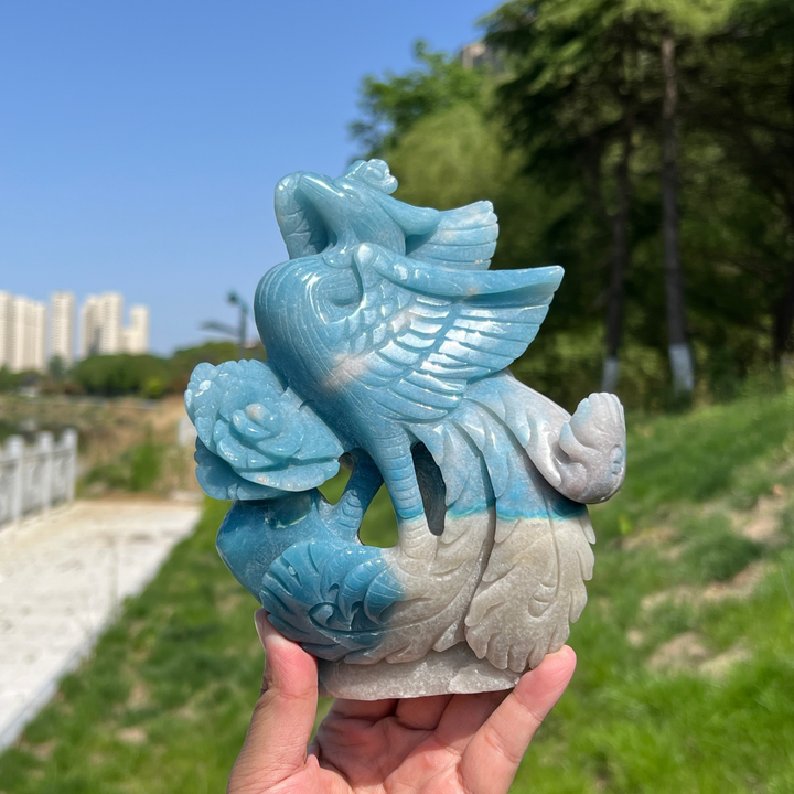 Unique,A Slightly Imperfect Natural Trolleite Phoenix Carving