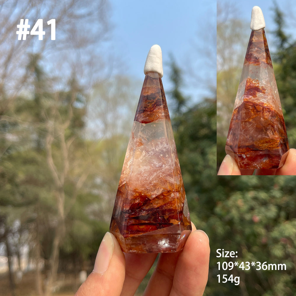 Unique,Natural Crystal Fire Quartz Diamond Tower