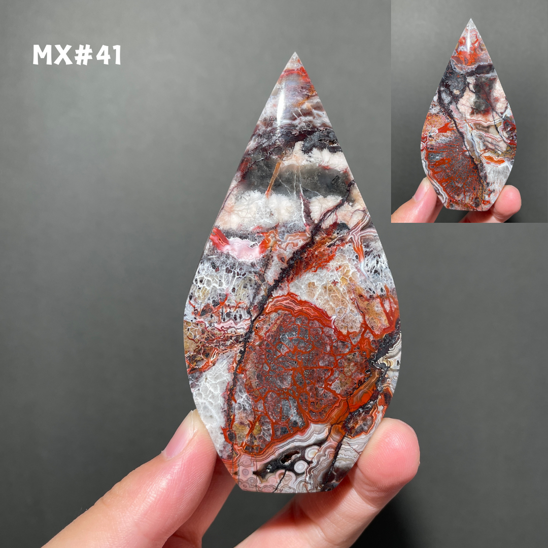 Unique, Mexican Crazy Lace Agate Teardrop