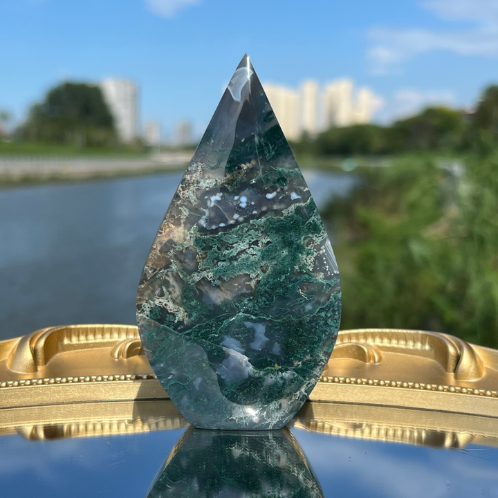 Unique,Moss Agate Teardrop