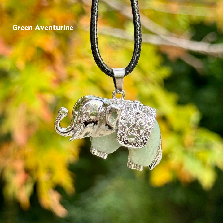 Crystal Carved Elephant Pendant