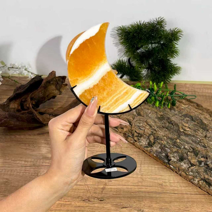 Yellow Calcite Moon With Stand