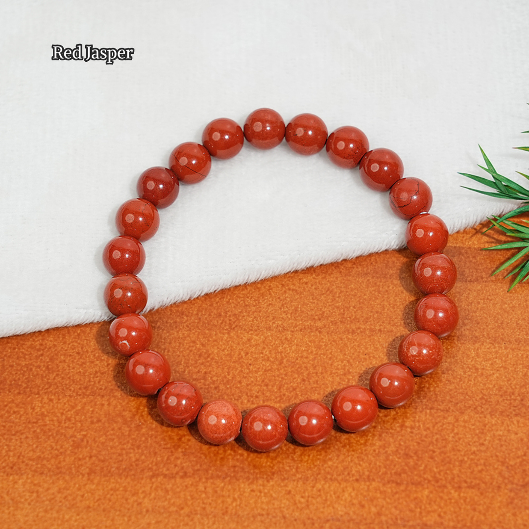 Natural 8mm Crystal Beaded Bracelet, Healing Gemstone Stretch Bangle