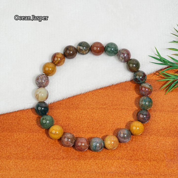 Natural 8mm Crystal Beaded Bracelet, Healing Gemstone Stretch Bangle