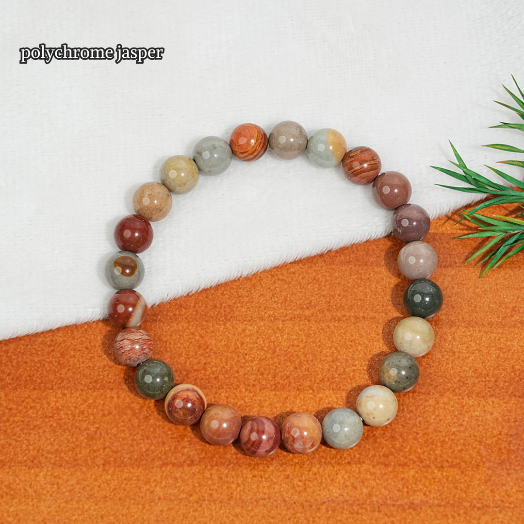 Natural 8mm Crystal Beaded Bracelet, Healing Gemstone Stretch Bangle