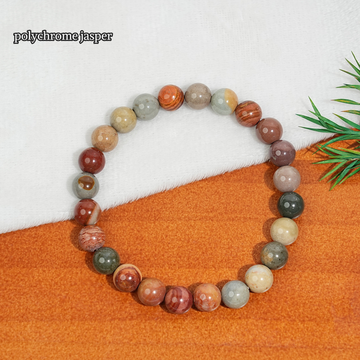 Natural 8mm Crystal Beaded Bracelet, Healing Gemstone Stretch Bangle
