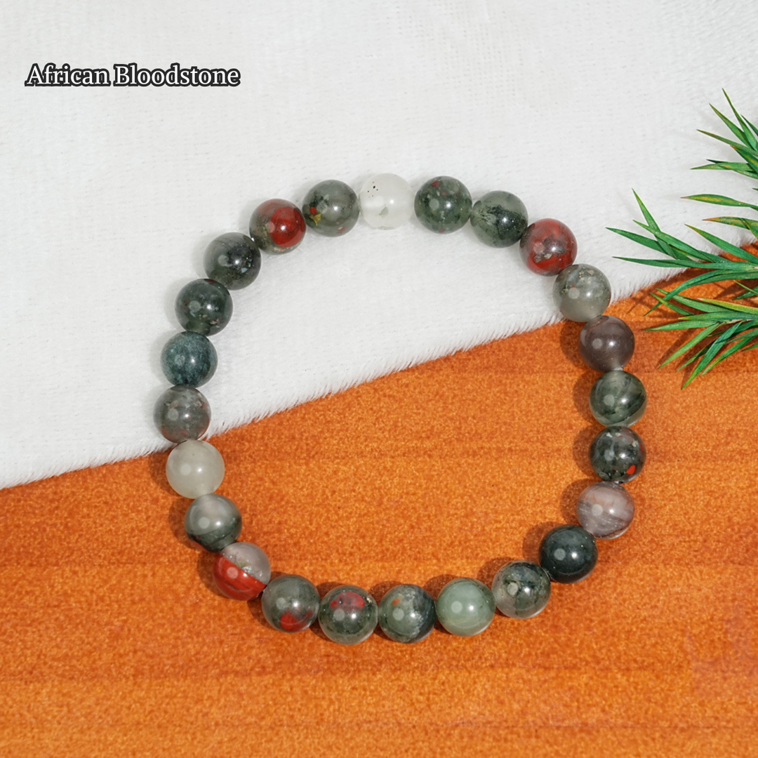 Natural 8mm Crystal Beaded Bracelet, Healing Gemstone Stretch Bangle