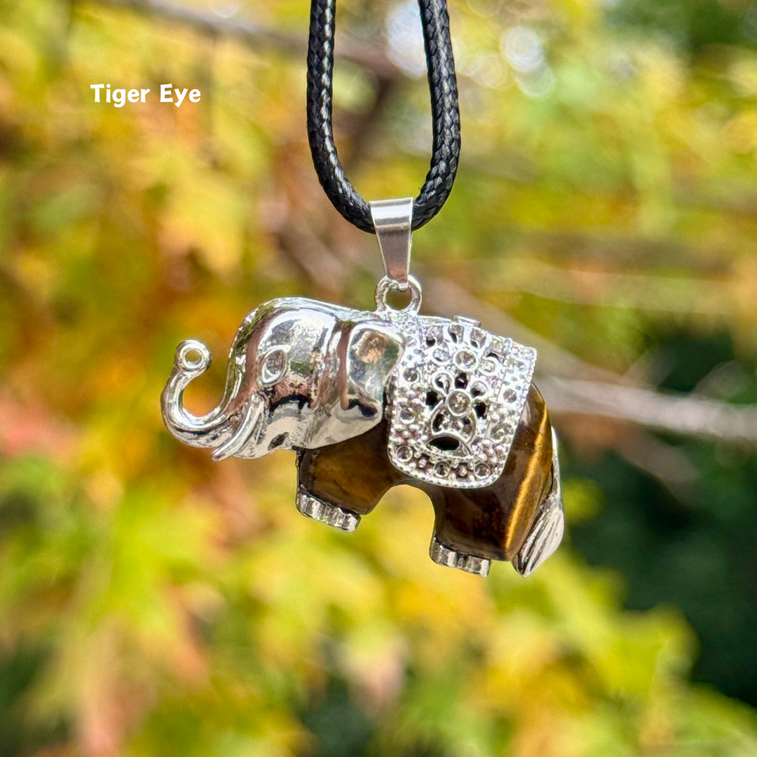 Crystal Carved Elephant Pendant