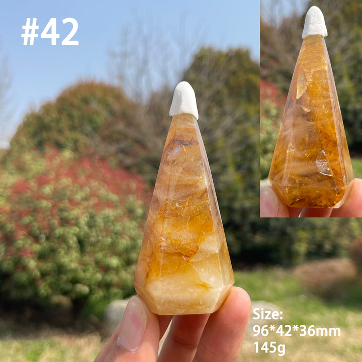 Unique,Natural Crystal Golden Healer Diamond Tower