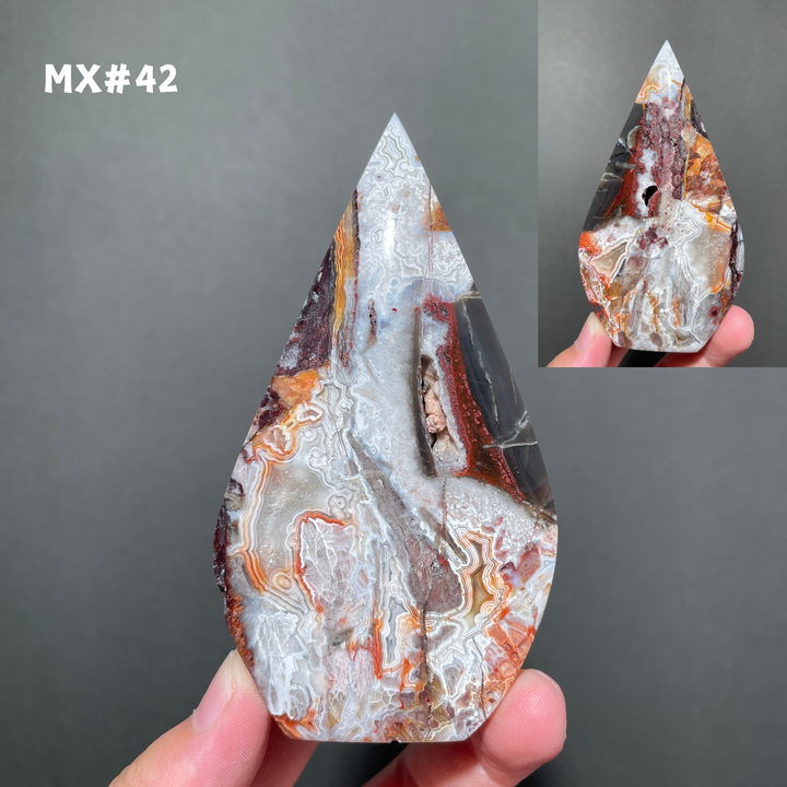 Unique, Mexican Crazy Lace Agate Teardrop