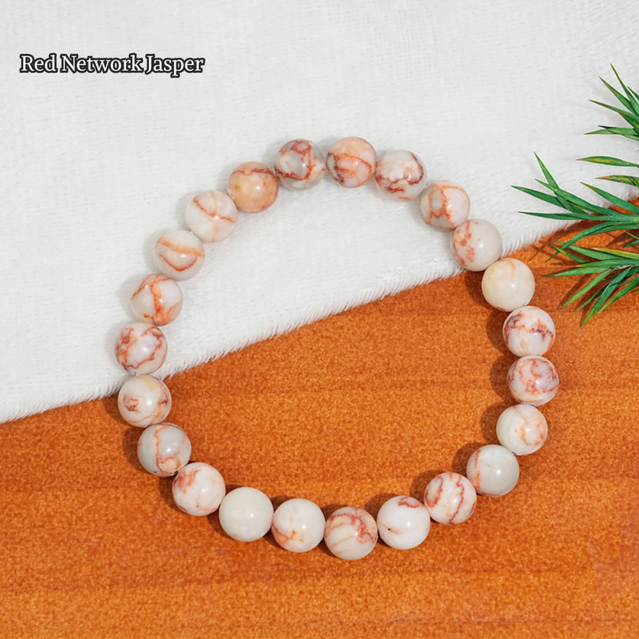 Natural 8mm Crystal Beaded Bracelet, Healing Gemstone Stretch Bangle
