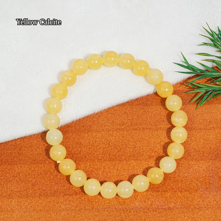 Natural 8mm Crystal Beaded Bracelet, Healing Gemstone Stretch Bangle