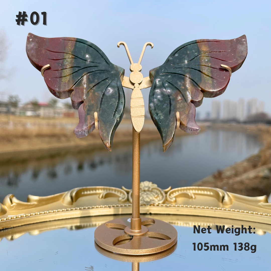 Unique,Natural Crystal Ocean Jasper Butterfly Wings
