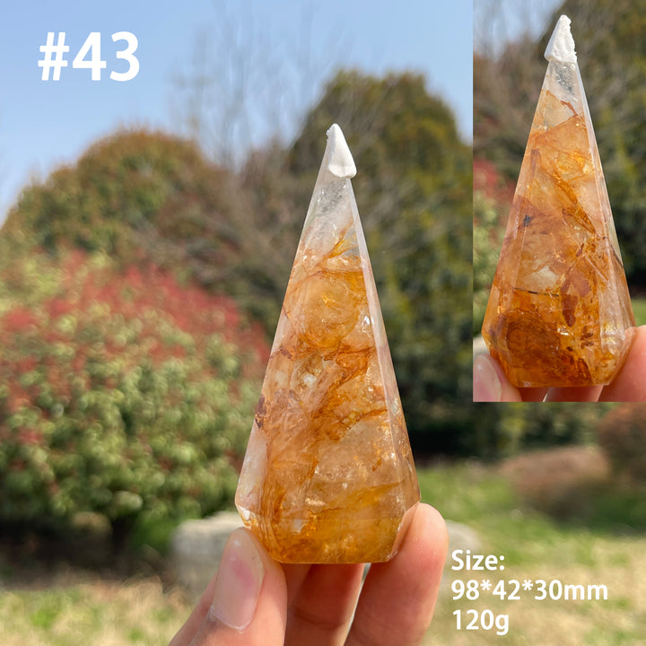 Unique,Natural Crystal Golden Healer Diamond Tower
