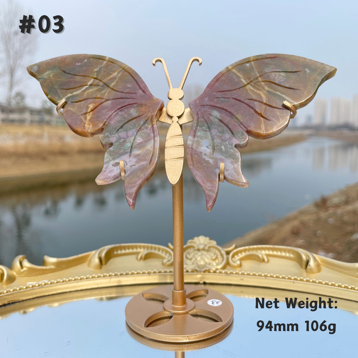 Unique,Natural Crystal Ocean Jasper Butterfly Wings