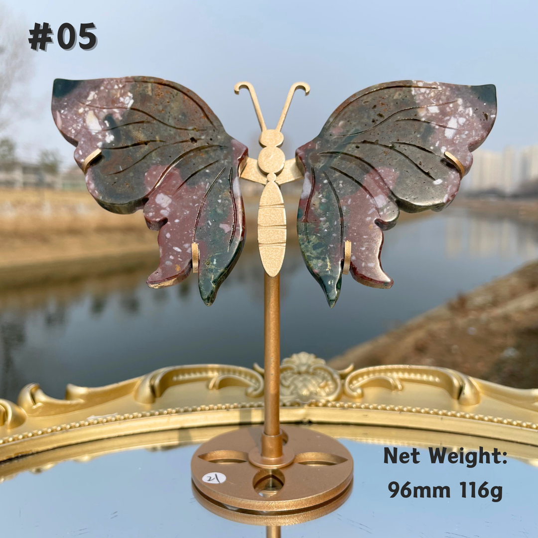 Unique,Natural Crystal Ocean Jasper Butterfly Wings